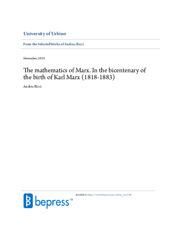 (PDF) The mathematics of Marx