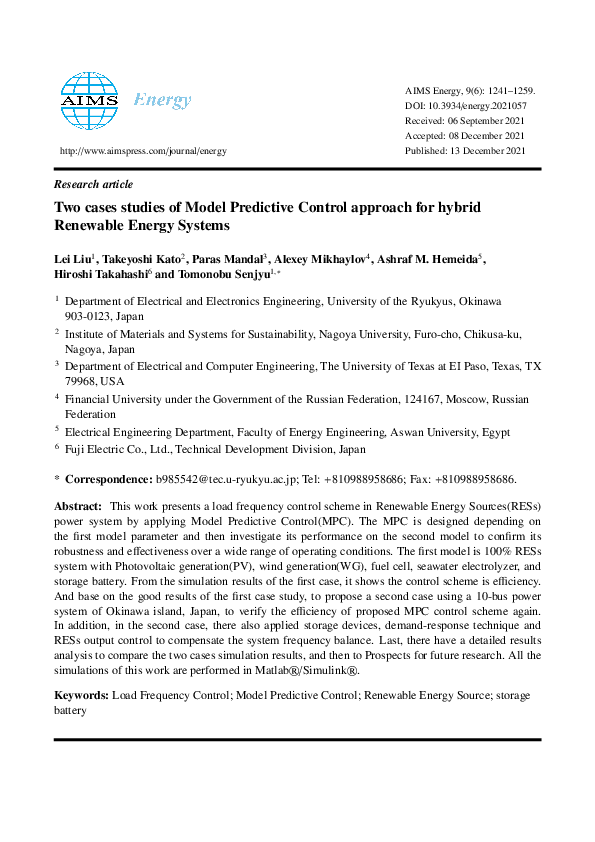 (PDF) Two cases studies of Model Predictive Control approach for hybrid ...