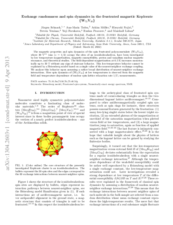 (PDF) Exchange randomness and spin dynamics in the frustrated magnetic ...