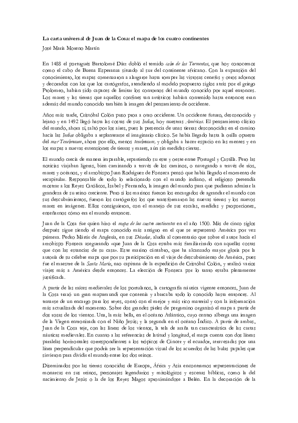 (PDF) La carta universal de Juan de la Cosa: el mapa de los cuatro ...