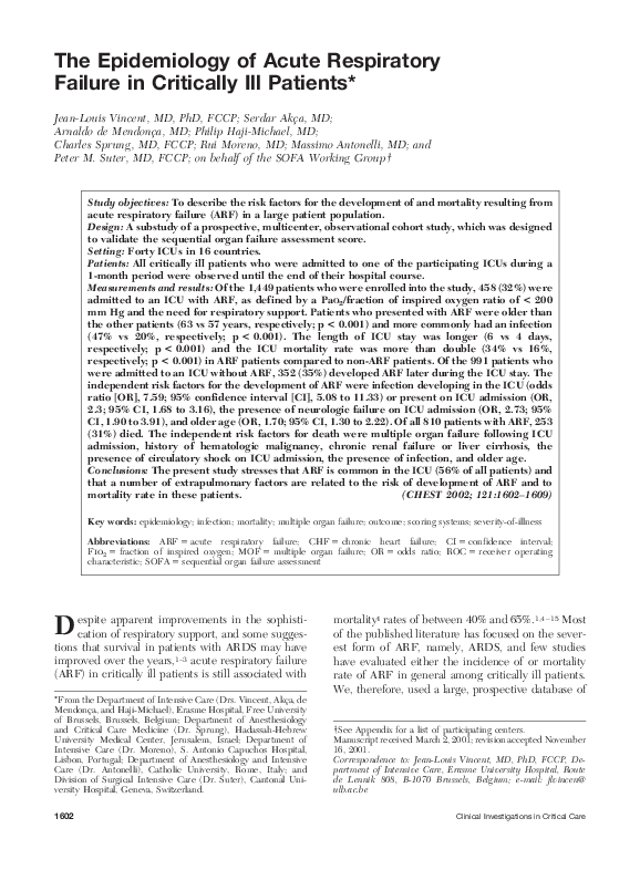 (PDF) The Epidemiology of Acute Respiratory Failure in Critically Ill ...
