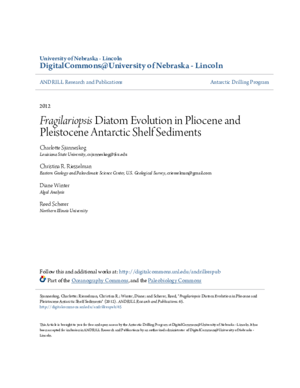 (PDF) Fragilariopsis diatom evolution in Pliocene and Pleistocene ...