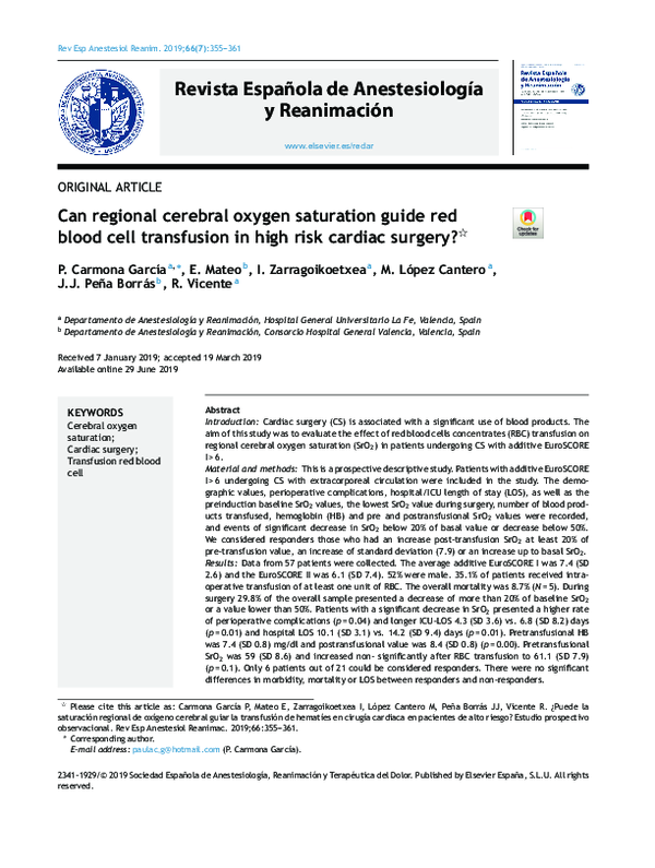 (PDF) Can regional cerebral oxygen saturation guide red blood cell ...