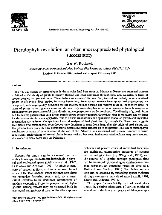 (PDF) Pteridophytic evolution: an often underappreciated phytological ...