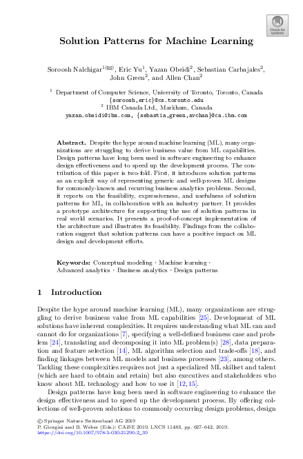 (PDF) Solution Patterns for Machine Learning