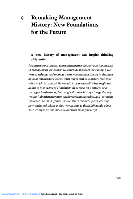 (PDF) Remaking Management History: New Foundations for the Future