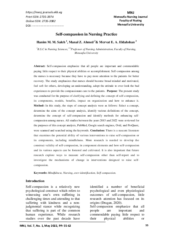 Pdf Self Compassion In Nursing Practice