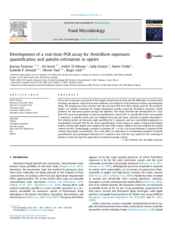 (PDF) Development of a real-time PCR assay for Penicillium expansum ...