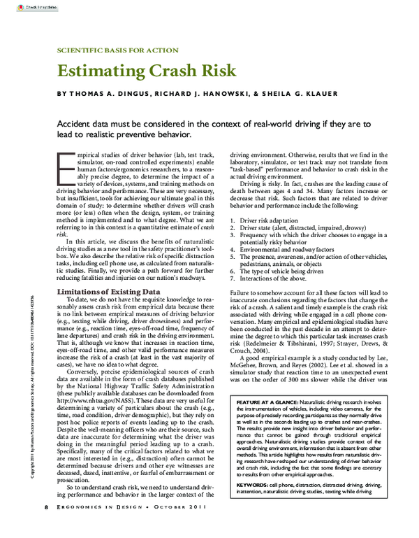 (PDF) Estimating Crash Risk