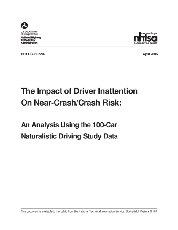 (PDF) The Impact of Driver Inattention on Near-Crash/Crash Risk: An ...