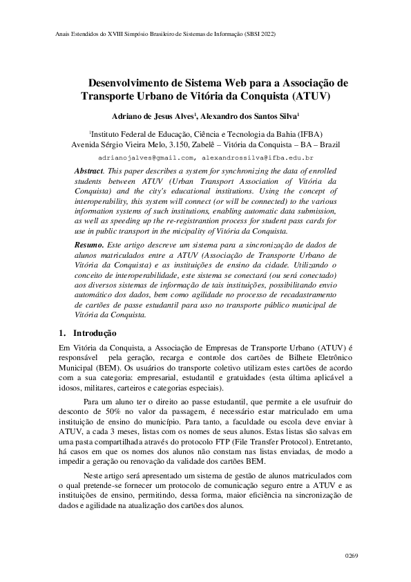 (PDF) Desenvolvimento de Sistema Web para a Associação de Transporte ...