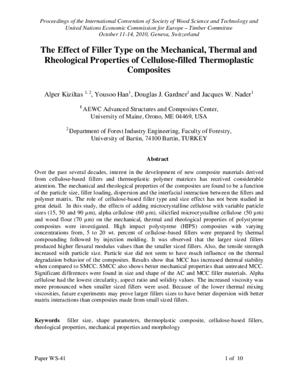 (PDF) The Effect of Filler Type on the Mechanical, Thermal and ...