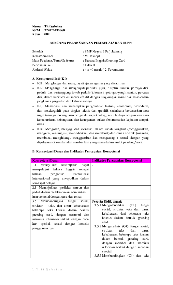 (PDF) RPP GREETING CARD Titi Sabrina Academia.edu