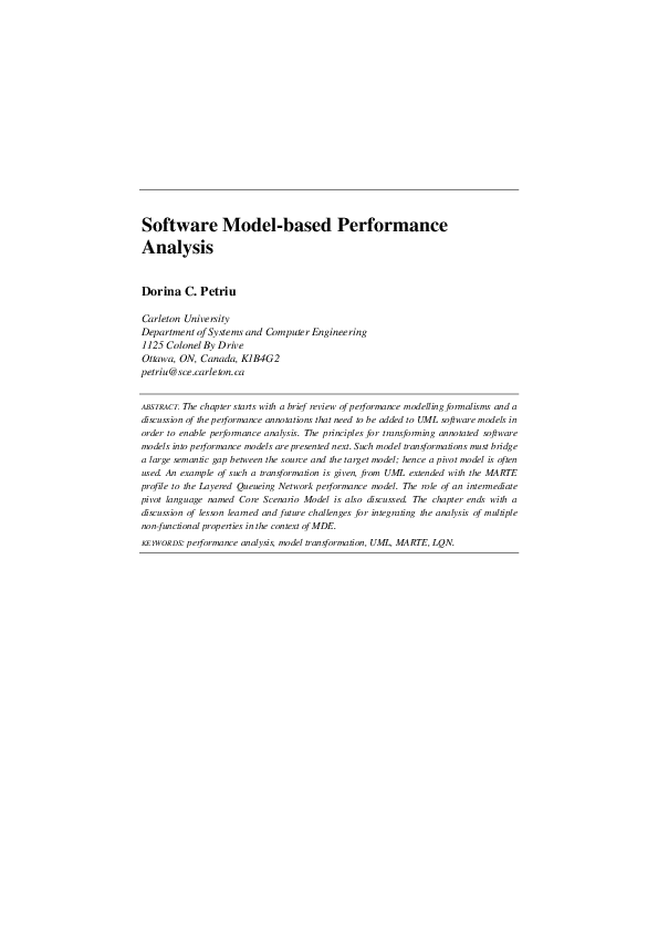 (PDF) Software Model-based Performance Analysis