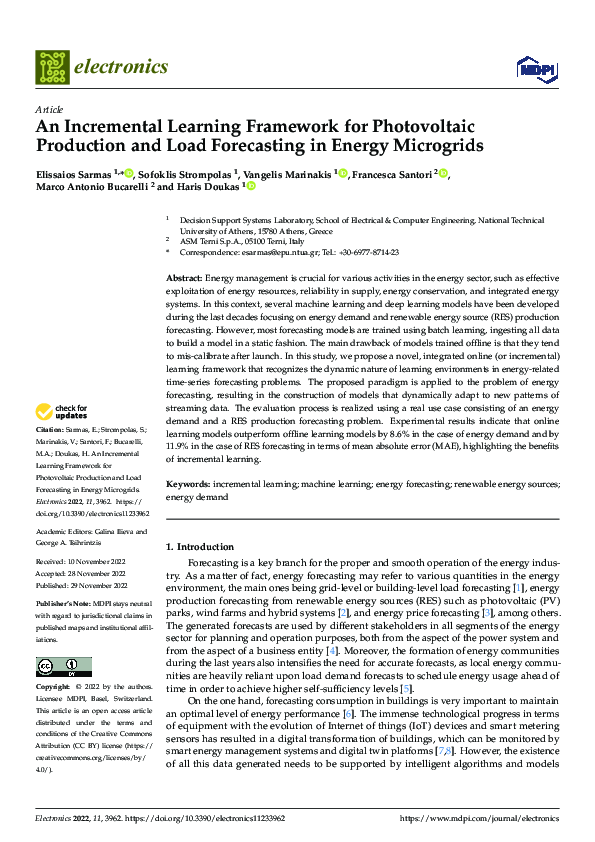 (PDF) An Incremental Learning Framework for Photovoltaic Production and ...