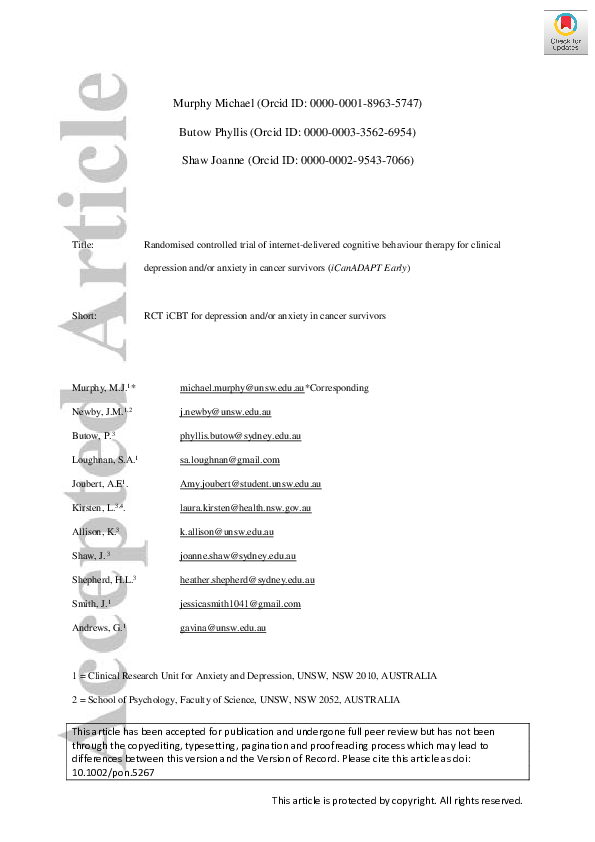(PDF) Randomised controlled trial of internet‐delivered cognitive ...