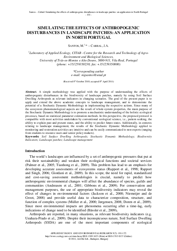 (PDF) Simulating the Effects of Anthropogenic Disturbances in Landscape ...