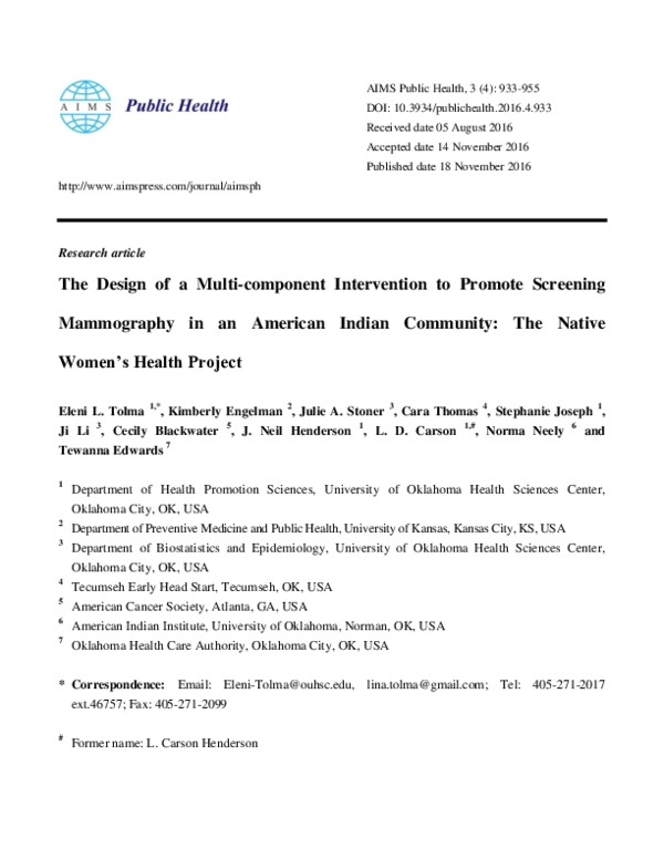 (PDF) The Design of a Multi-component Intervention to Promote Screening ...