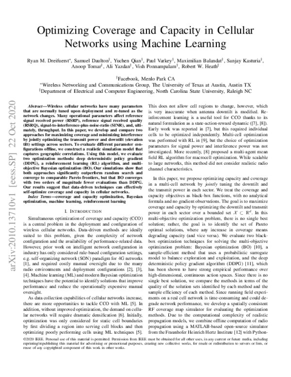 (PDF) Optimizing Coverage and Capacity in Cellular Networks using ...