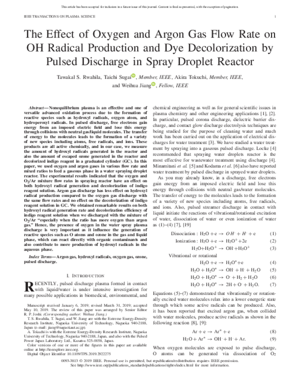 (PDF) The Effect of Oxygen and Argon Gas Flow Rate on OH Radical ...