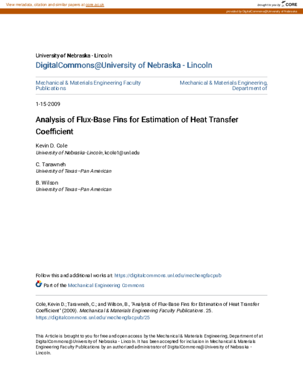 (PDF) Analysis of flux-base fins for estimation of heat transfer ...