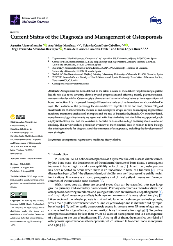(PDF) Current Status of the Diagnosis and Management of Osteoporosis