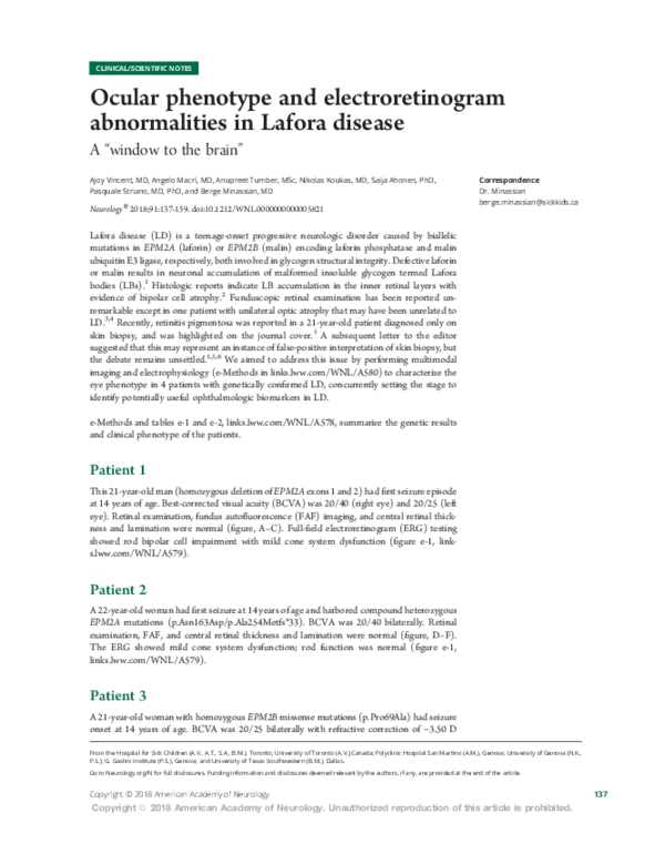 (PDF) Ocular phenotype and electroretinogram abnormalities in Lafora ...
