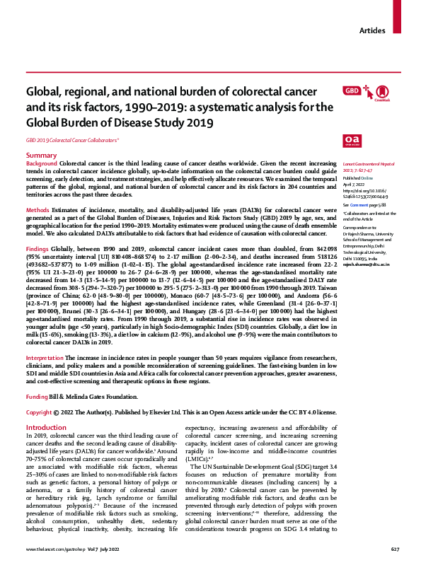 (PDF) Global, regional, and national burden of colorectal cancer and ...