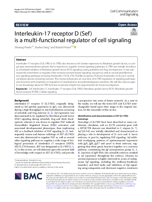 (PDF) Interleukin-17 receptor D (Sef) is a multi-functional regulator ...