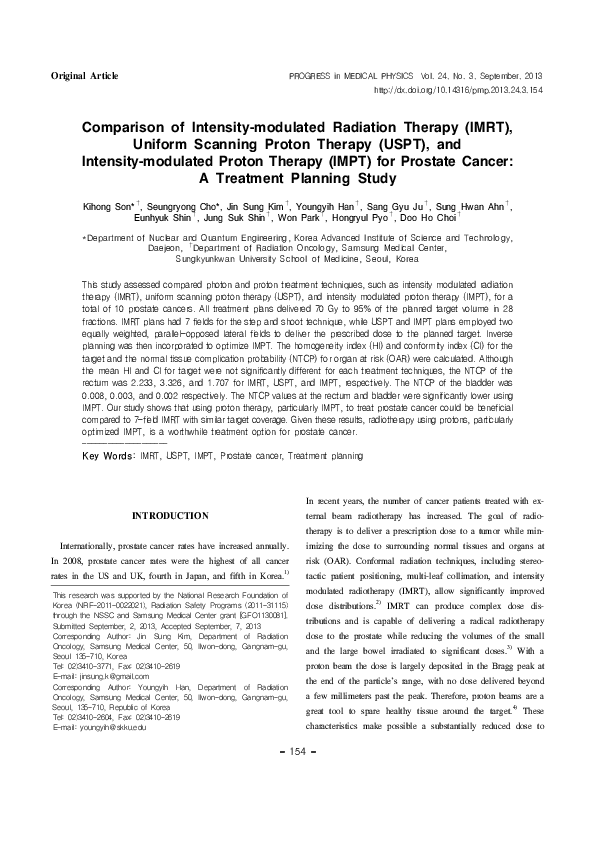 (PDF) Comparison of intensity modulated radiation therapy (IMRT ...