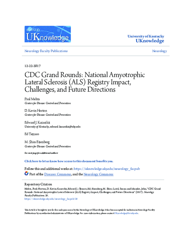 (PDF) CDC Grand Rounds: National Amyotrophic Lateral Sclerosis (ALS ...
