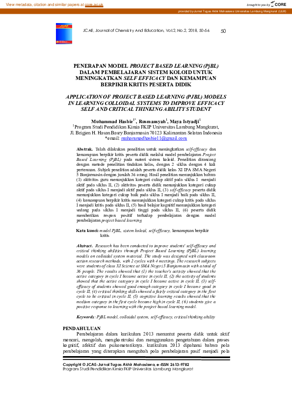 (PDF) PENERAPAN MODEL PROJECT BASED LEARNING (PjBL) DALAM PEMBELAJARAN ...