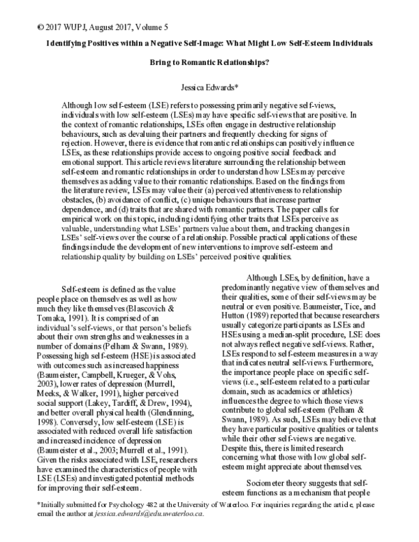(PDF) Identifying Positives within a Negative Self-Image: What Might ...
