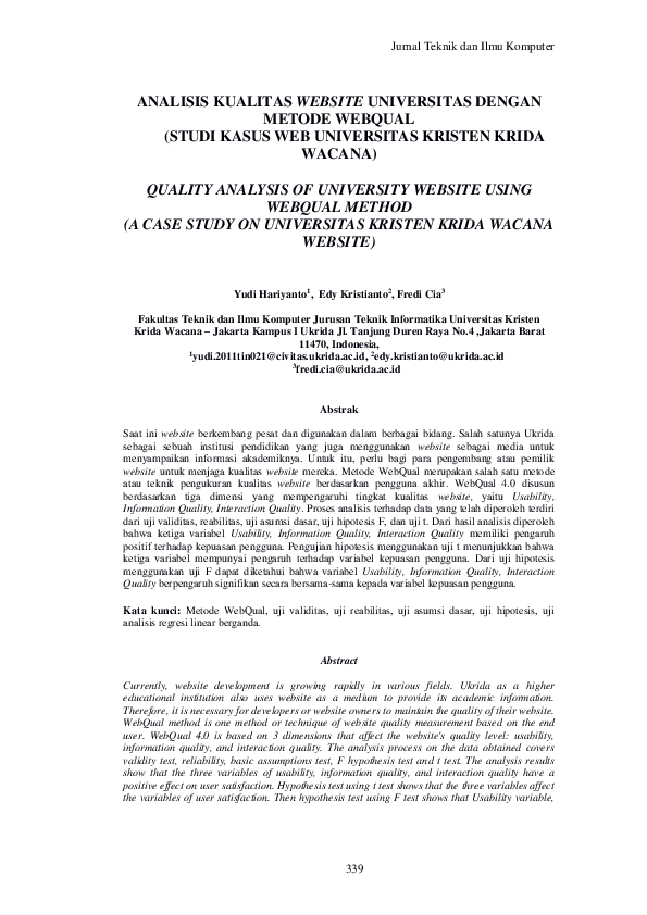 (PDF) Analisis Kualitas Website Universitas Dengan Metode Webqual ...