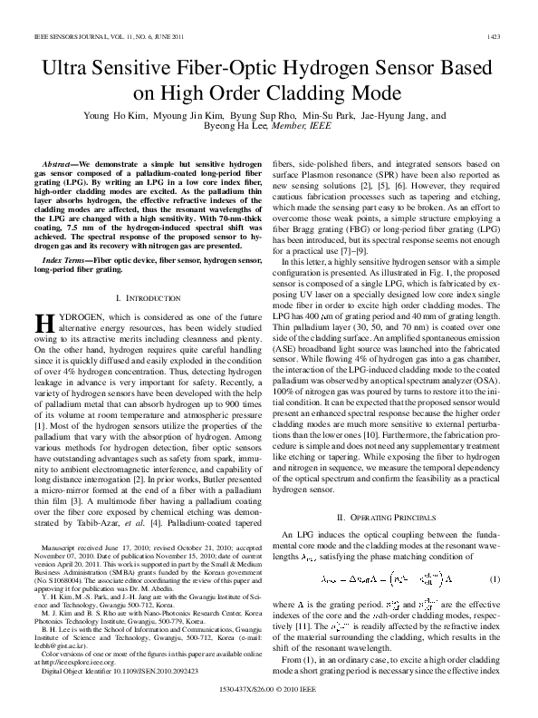 (PDF) Ultra Sensitive Fiber-Optic Hydrogen Sensor Based on High Order ...