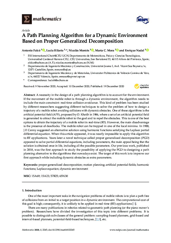 (PDF) A Path Planning Algorithm for a Dynamic Environment Based on ...