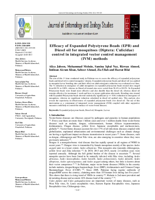 (PDF) Efficacy of Expanded Polystyrene Beads (EPB) and Diesel oil for ...