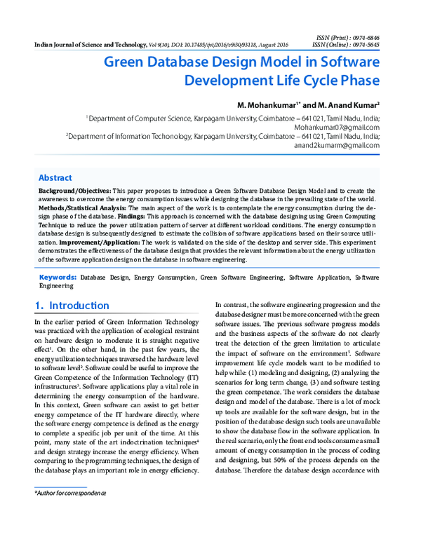 (PDF) Green Database Design Model in Software Development Life Cycle ...