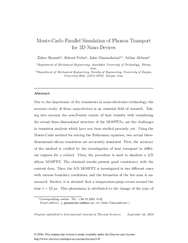 (PDF) Monte-Carlo parallel simulation of phonon transport for 3D ...