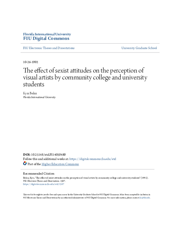(PDF) The effect of sexist attitudes on the perception of visual ...