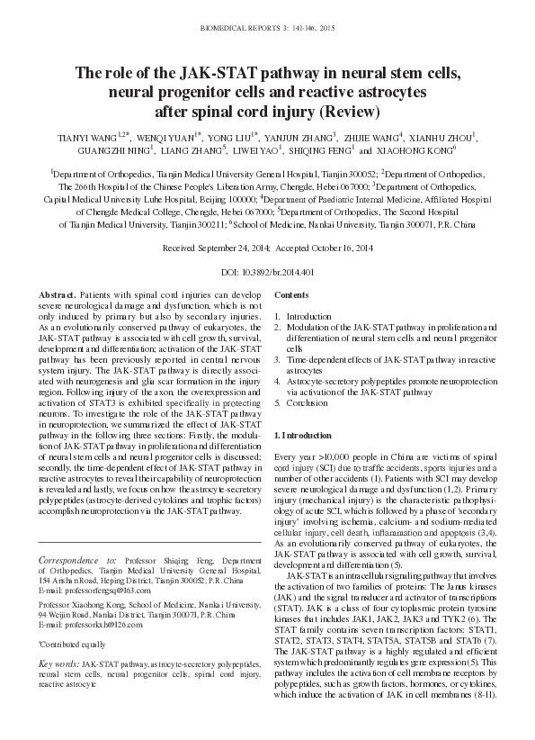 (PDF) The role of the JAK-STAT pathway in neural stem cells, neural ...