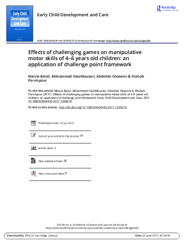 (PDF) Effects of challenging games on manipulative motor skills of 4–6 ...