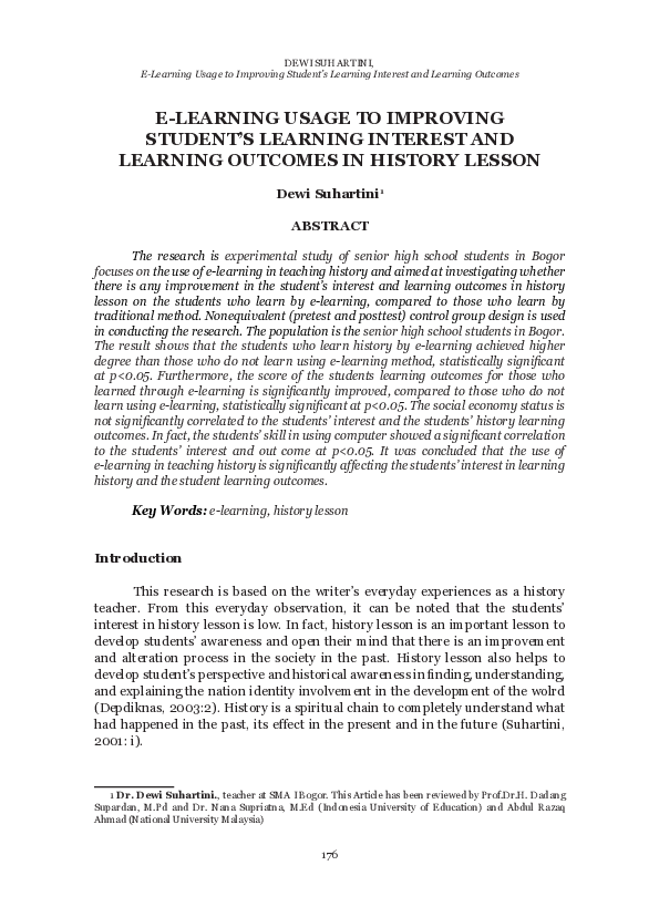 (PDF) Student’s Learning Interest and Learning Outcomes in History Lesson