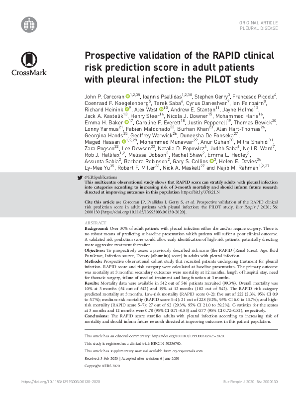 (PDF) Prospective validation of the RAPID clinical risk prediction ...