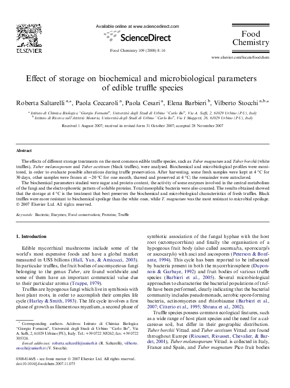 (PDF) Effect of storage on biochemical and microbiological parameters ...