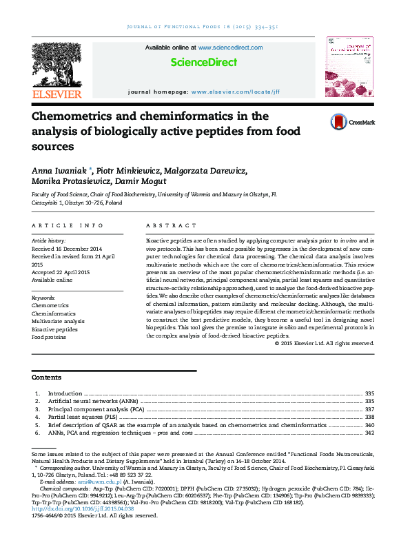 (PDF) Chemometrics and cheminformatics in the analysis of biologically ...