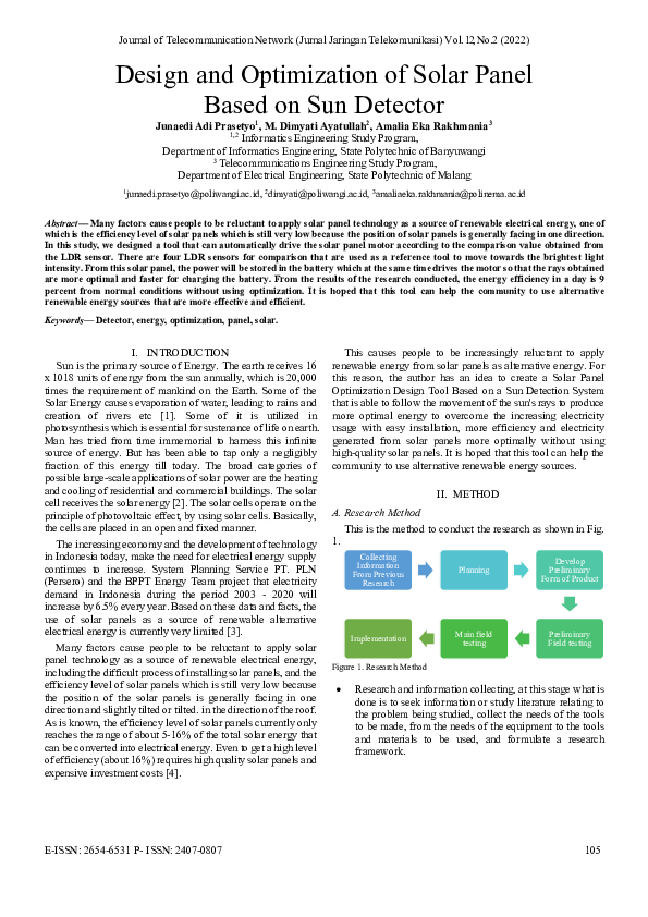 (PDF) Design and Optimization of Solar Panel Based on Sun Detector