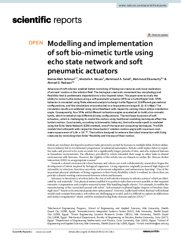 (PDF) Modelling and implementation of soft bio-mimetic turtle using ...