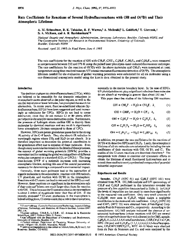 (PDF) Rate coefficients for the reaction of OH with HONO between 298 ...