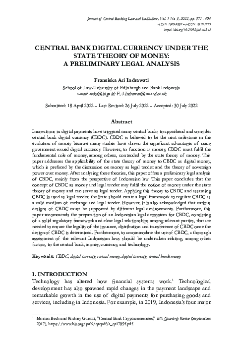 (PDF) Central Bank Digital Currency Under the State Theory of Money: A ...